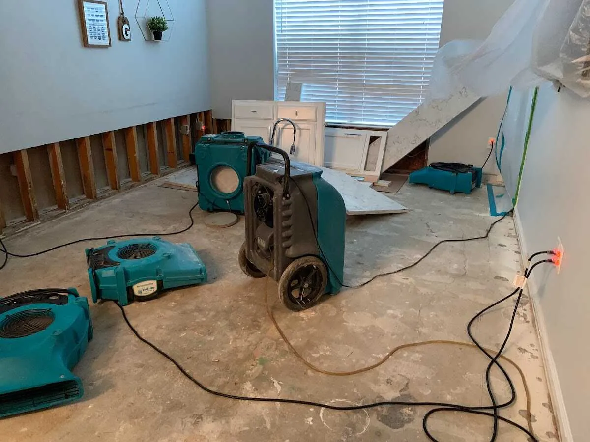 Dehumidifier in flood-cut room for Water Damage Restoration in Norristown